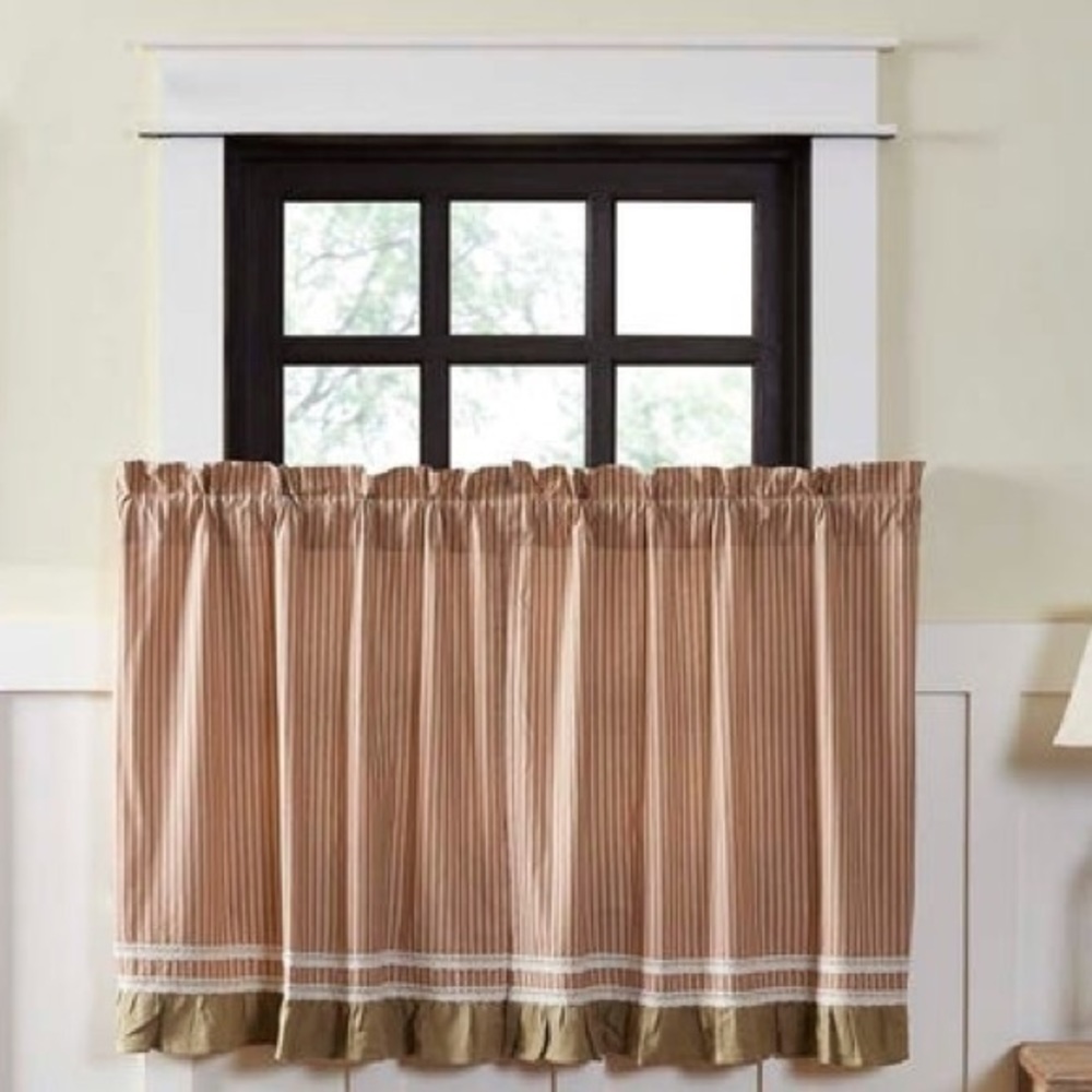 FARMHOUSE Kitchen Curtains Kendra Stripe Tier Pair